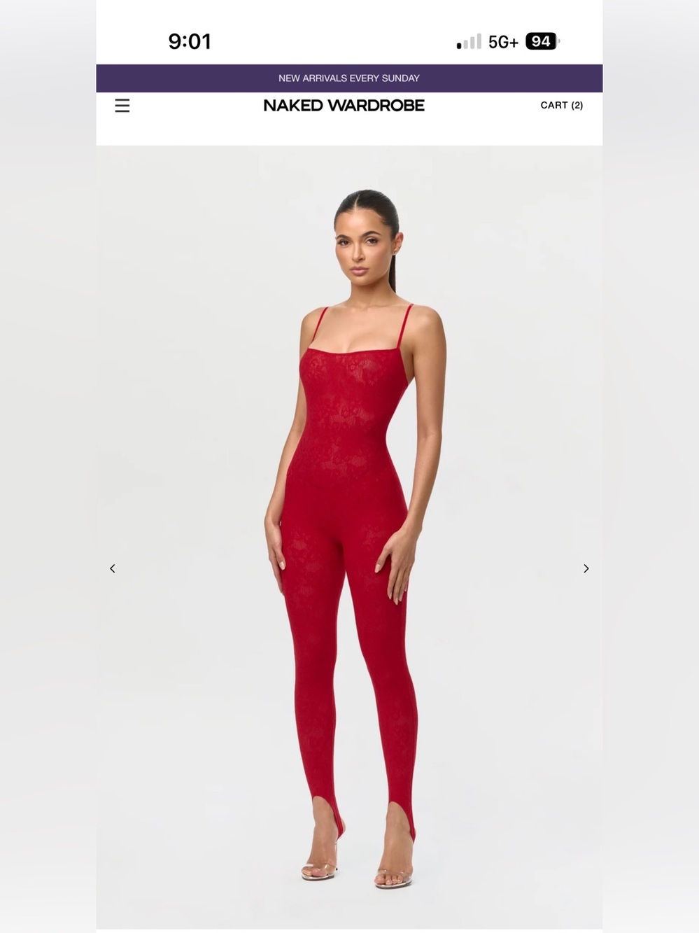 Naked Wardrobe Stretch Lace Tank Stirrup Jumpsuit - Picture 8 of 9